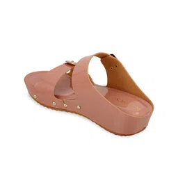 ICONICS Pink Embellished Wedge Heels with Buckles image 4