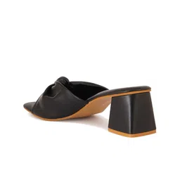 Cogner Synthetic Leather Open Toe Bow Detail Block Heels image 5