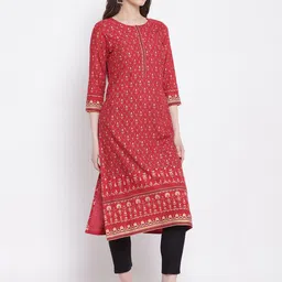 Cantabil Red & Yellow Floral Printed Kurti image 4