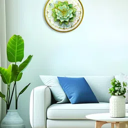 RANDOM Gold-Toned & Green Printed Contemporary Wall Clock image 2