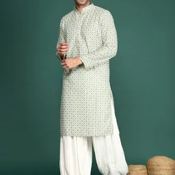 Sangria Geometric Printed Sequinned Cotton Straight Kurta image 4