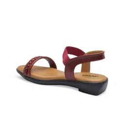 AROOM Braided Strap Leather Open Toe Flats image 4