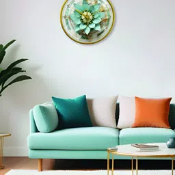 RANDOM Gold-Toned & Blue Printed Contemporary Wall Clock image 4