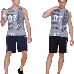 basis Pack of 2 Solid, Striped Men Multicolor Regular Shorts image 5