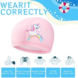 sthira Kids Swimming Caps Secure Comfortable Fit Elastic Swimming Cap image 4