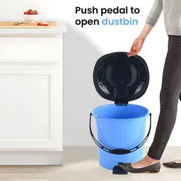 Kuber Industries 2-Pcs Blue & Black Check Dhakkan Pedal Dustbins - 7 Ltrs image 5