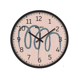 OLIVE TREE Black & Pink Printed Analogue Round Contemporary Wall Clock image 4