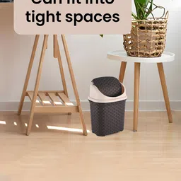 Kuber Industries Brown Textured Pedal Dustbin- 7 Ltrs image 2