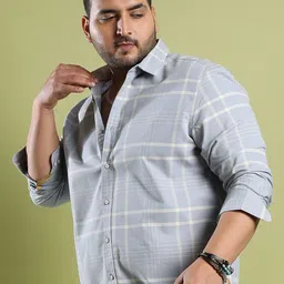 Instafab Plus Classic Windowpane Checks Cotton Casual Shirt image 5