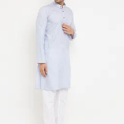 Armaan Ethnic Men Blue Solid Kurta image 4