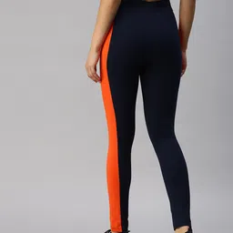 De Moza Women Navy Blue & Red Colourblocked Tights image 3