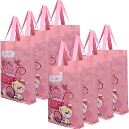 homestic Reusable Girl-Print Shopping Bag With Handle|Pack of 8|Peach Pack of 8 Grocery Bags-picture-28