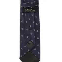 Tossido Men Blue & White Woven Design Microfiber Broad Tie image 5