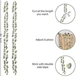 houseofcommon Yellow Wall Backdrop Combo with Artificial Leaf and Led Light for Decorations image 3