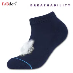 FABdon Men Pack Of 4 Navy Blue Solid Ankle Length Socks image 3