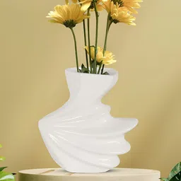 LASAKI Mayur White Ceramic Flower Vase-image-84