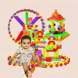 satsun enterprise (52 Block+ 8 Wheels) 60+ Pcs Building Bricks and Blocks for Kids with Wheel image 2