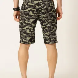 HERE&NOW Men Camouflage Printed Mid-Rise Slim Fit Shorts image 3
