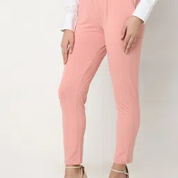 Smarty Pants Women Sharp Skinny Fit High-Rise Lint Free Cotton Pleated Formal Trouser image 2