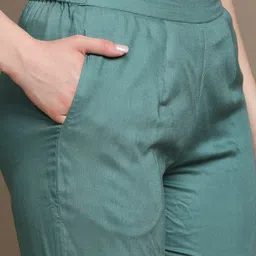 KALINI Floral Printed Anarkali Kurta with Trousers & With Dupatta image 3