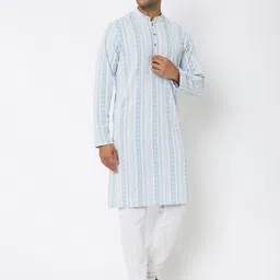 Ethnicity Ethnic Motifs Embroidered Mandarin Collar Straight Kurta with Churidar image 3