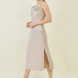 aayu Cowl Neck Satin A-Line Dress image 4