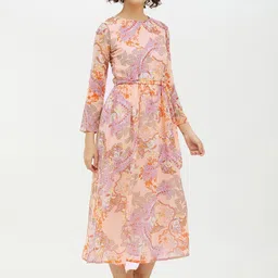 StyleStone Multicoloured Floral Georgette A-Line Midi Dress image 5