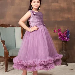 Aarika Girls Round Neck Sleeveless Embellished Net Maxi Dress image 4