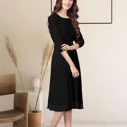 BAESD Puff Sleeve Fit & Flare Midi Dress image 5