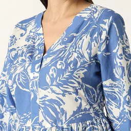 R&B Floral Printed A-Line Cotton Midi Dress image 3