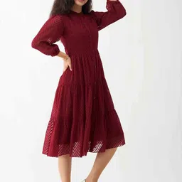 SIDYAL Chevron Pattern Georgette Fit & Flare Midi Dress image 2