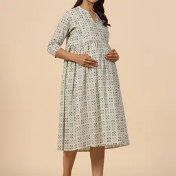 CRAFIQA Floral Print Maternity A-Line Midi Dress image 3