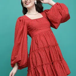 KETCH Conversational Printed Puff Sleeves Fit & Flare Mini Dress image 2