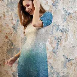 Athena Sequin Embellished V-Neck Sheath Mini Dress image 3