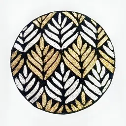 YWULY Black & White Embellished Glass-Beaded Floral Round Dining Table Placemat image 2