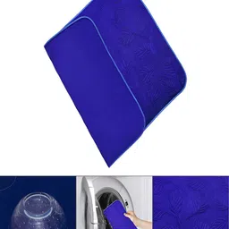 Kuber Industries Set Of 3 Blue Self Design Dish Dry Mat image 3