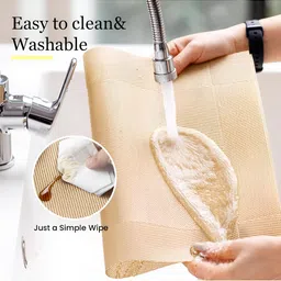 Wosta Beige 4 Pieces Waterproof Anti Slip Rectangle Table Placemats image 5