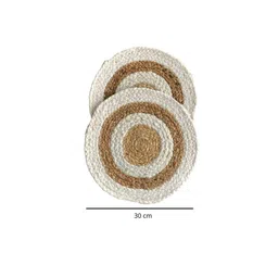 JASMEY HOMES Set Of 4 White & Beige Solid Jute Table Placemats image 2