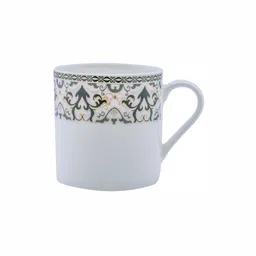 SONAKI White & Green 6 Pieces Floral Printed Bone China Glossy Mugs image 2