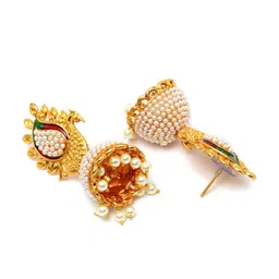 AVANT-GARDE PARIS Gold-Toned & White Dome Shaped Jhumkas Earrings image 3