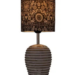 green girgit Black & White Printed Cylindrical Shaped Table Lamp image 3