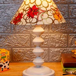 foziq White & Red Printed Table Lamps image 2