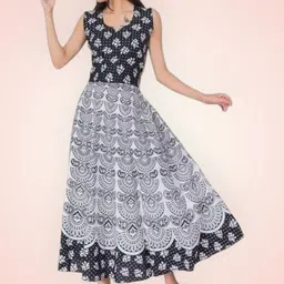 shopglobals Women Gown Black Knee Length Dress-picture-12