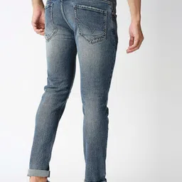 Pepe Jeans Men Blue Mildly Distressed Heavy Fade Printed Tapered Cotton Stretchable Jeans image 2