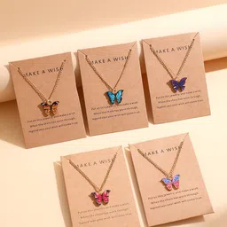 Shining Diva Fashion Set Of 5 Gold-Plated Necklace image 3