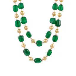 Silvermerc Designs Unisex Gold-Plated & Green Brass Layered Necklace image 2