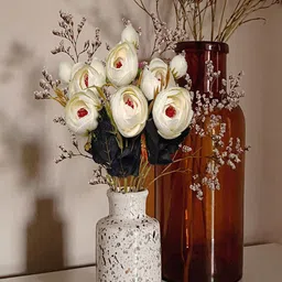 ARTSY White Pink Rose Artificial Flower image 3