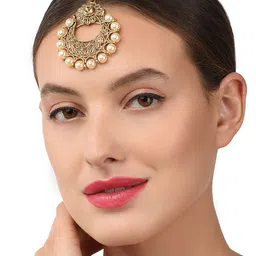 Zaveri Pearls Set of 4 Gold-Plated Stone Studded Maang Tikkas image 3