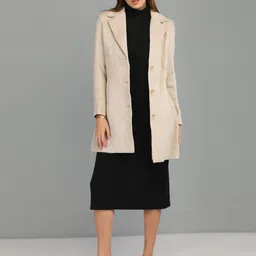 honnete 100 % Polyester Solid Coat For Women-picture-39