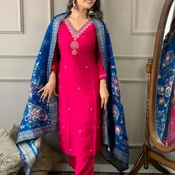 promza fashion Embroidered Kurta, Trouser/Pant & Dupatta Set-picture-20